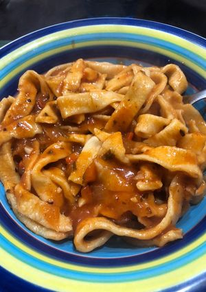 Una foto de Fideos al huevo caseros