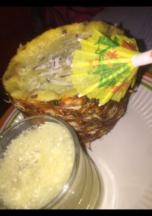 A picture of Pineapple and coconut juice.