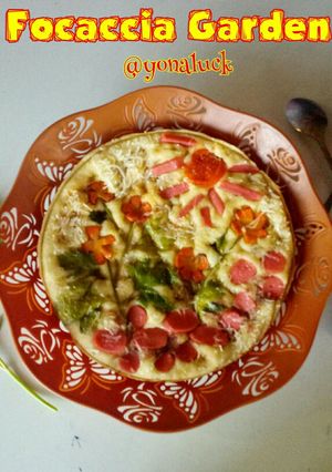 Foto resep Focaccia Garden (Panggang Teflon)