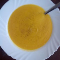 A picture of Pumpkin soup or sunshine soup.