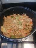 Arroz chino con verduras y camarones