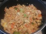 Arroz chino con verduras y camarones