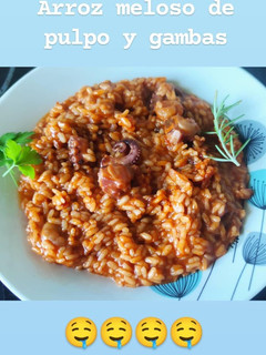 Una foto de Arroz meloso de pulpo y gambas en Mambo 10070