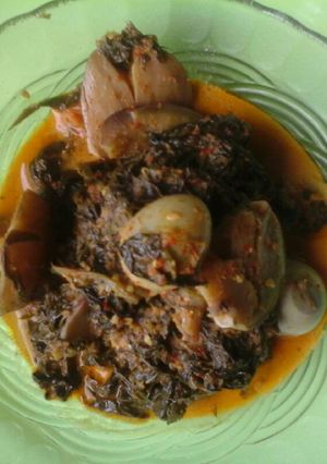 Foto resep Santan daun singkong jengkol dan telur puyuh