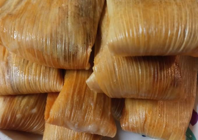 Steps to Prepare Super Quick Homemade New Year&#39;s Eve Tamales, Pork