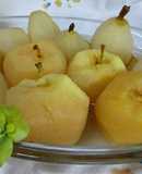 Manzanas y peras hervidas en almíbar dietético