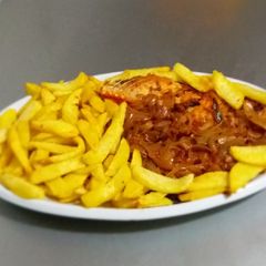 A picture of Chips and Roast Fish.