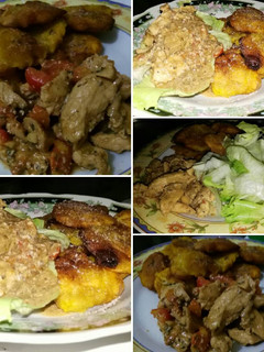 Una foto de Fajitas de pollo y tostones
