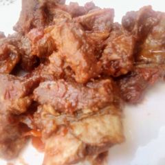 A picture of Quick fix wet fried mbuzi#Redmeatthemechallenge.