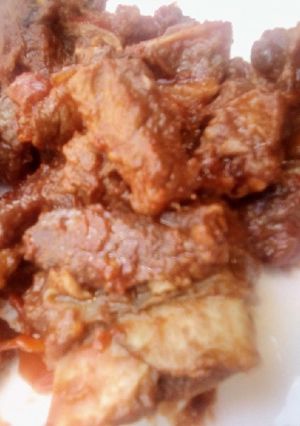 A picture of Quick fix wet fried mbuzi#Redmeatthemechallenge.