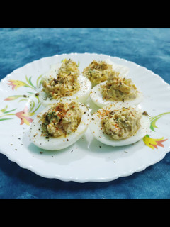A picture of Deviled Egg with Indian Twist.