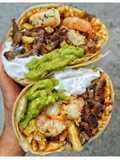 Monster steak and shrimp burritos