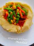 Mashed potatoes and liver sauce da mixed vegetables