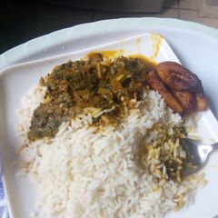White Rice and banga stew A picture of White Rice and banga stew.
