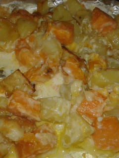 Foto principal de Patatas dulces y saladas gratinadas con nata y queso