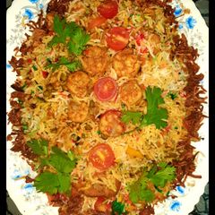 A picture of Prawn Biryani.