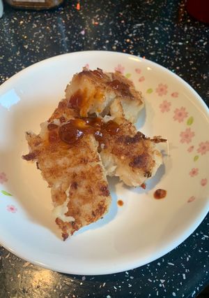 A picture of Taiwanese Style Turnip Cake - vegan/gluten free.