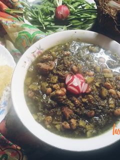 عکسی از دستور خورش کرفس با لوبیا