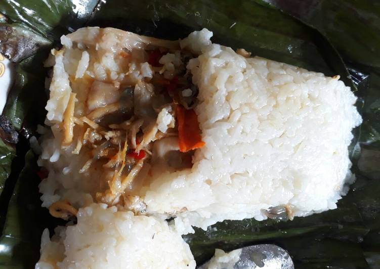 Nasi bakar teri jamur simple