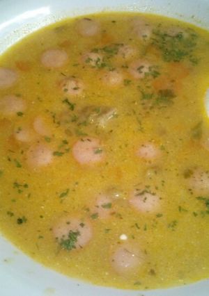 Lencseleves virslivel recept fotója