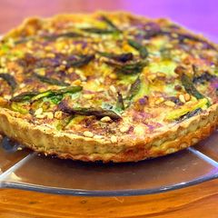 A picture of Asparagus, Swiss Chard and Goats’ Cheese Tart.