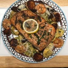 A picture of Salmon, Shrimp & Scallops.