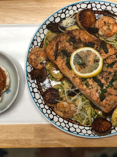 A picture of Salmon, Shrimp & Scallops.