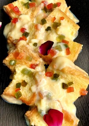 A picture of Doodh Bread custard.