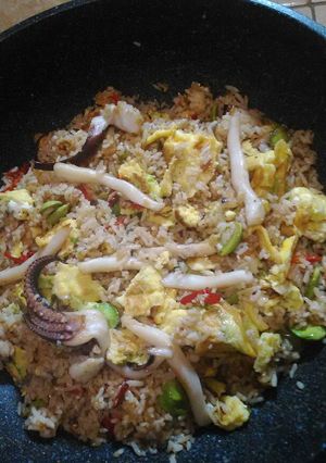 Foto resep Nasi goreng pedas cumi petai 😍😍😍👏👏👏