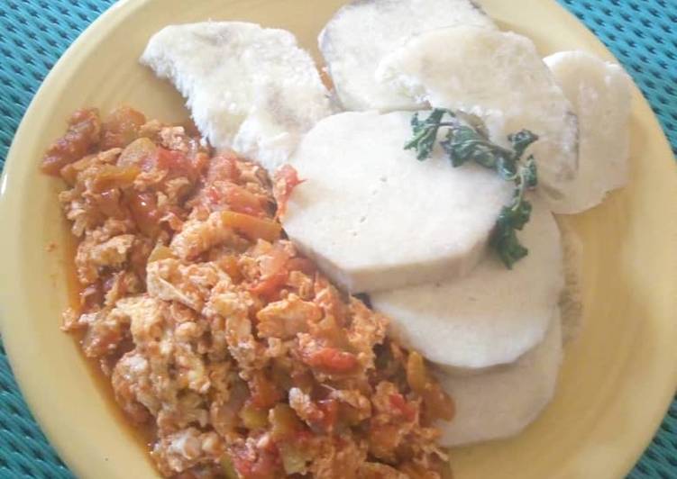 Yam and egg sauce