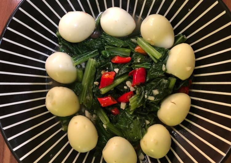 Tumis Sawi Hijau Telur Puyuh