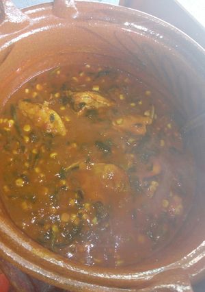 A picture of Chicken with Spinach and Corn à la Mario.