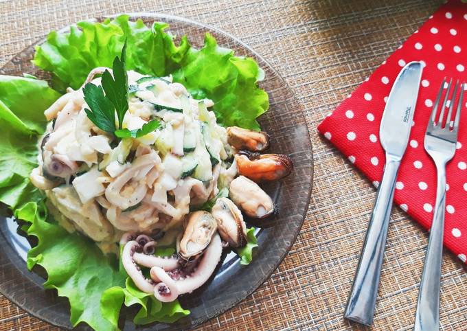 Салат с морепродуктами – как приготовить особенно вкусно – пошаговый рецепт – Люкс ФМ