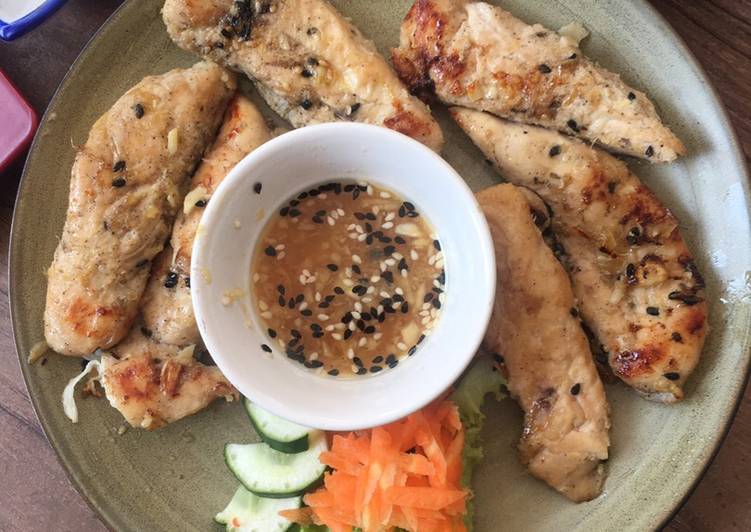 Resep Japanese chicken steak with wakame salad Bikin Manjain Lidah