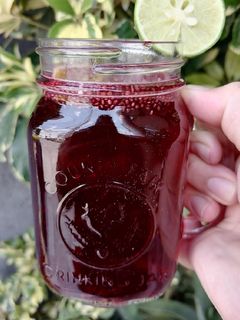 Una foto de Agua de jamaica con menta y chía 🌺🍹