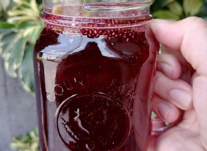 Una foto de Agua de jamaica con menta y chía 🌺🍹