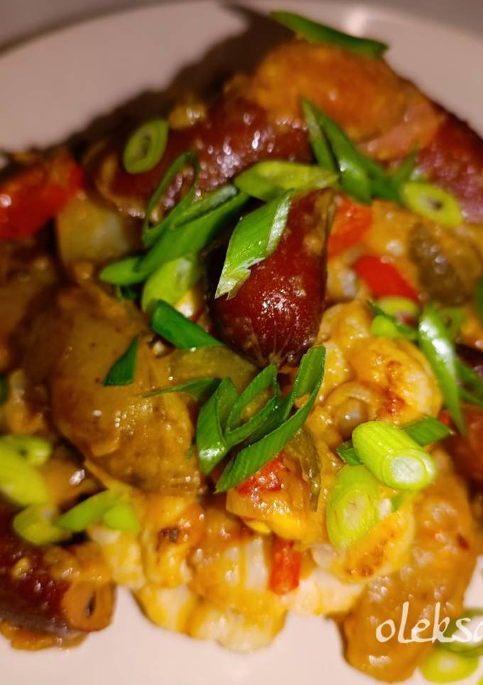Гарячий🔥 салат з мисливськими ковбасками🍴
