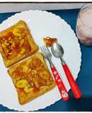 Caramalised banana and peanut butter toast