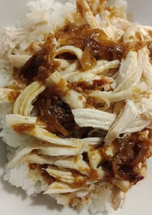 簡易版雞絲飯(電鍋料理) 的食譜成品照片