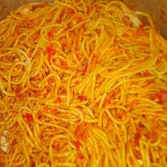 Spaghetti with eggs A picture of Spaghetti with eggs.