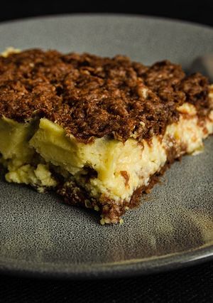 A picture of Crumbly grated curd-cheese bake.