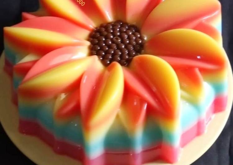 Resep 224 Puding Lapis Bunga  Matahari oleh Dapoer 