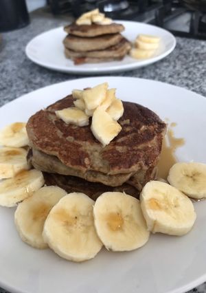 Una foto de Panqueques 🥞 de avena y Plátano 🍌súper light