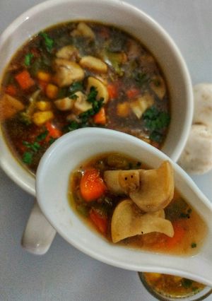 A picture of Mushroom Vegetable Soup.