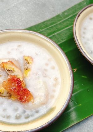 Hình của món Chè chuối bột báng đường phèn.