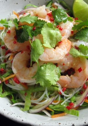A picture of Rice Vermicelli Salad with Fish Sauce Dressing.
