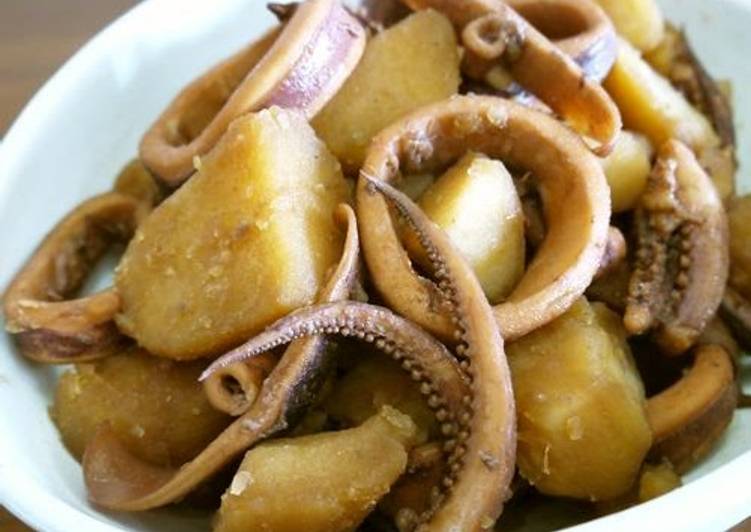 Simple Way to Prepare Super Quick Homemade Simmered Squid and Potatoes♪