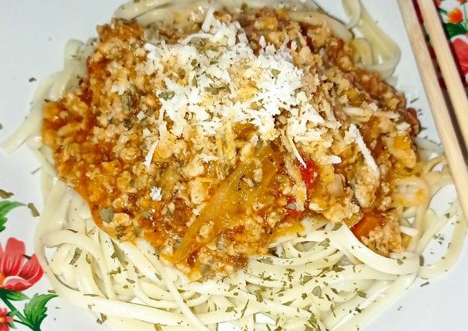 Ternyata begini lho! Resep memasak Pasta spaghetti sauce bolognese beef chiken🍝🍝 yang sedap
