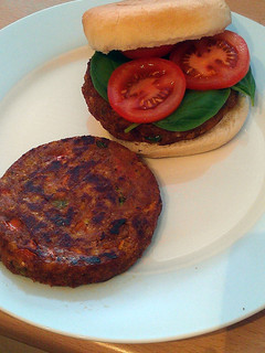 A picture of Vickys Red Bean & Oat Burgers, GF DF EF SF NF.
