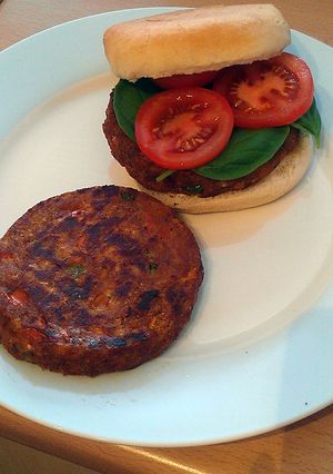 A picture of Vickys Red Bean & Oat Burgers, GF DF EF SF NF.